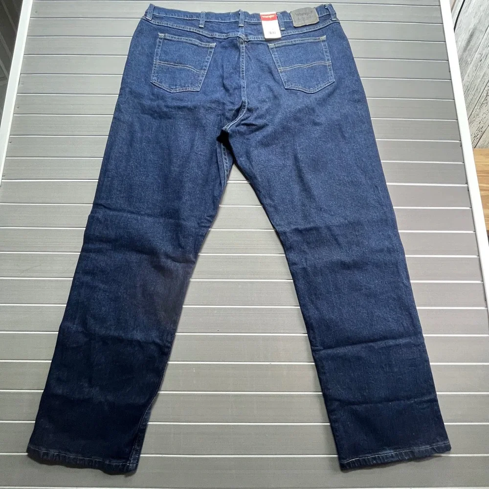 Wrangler Authentics Men's Dark Wash Straight Leg Denim Jeans Size 42x32‎